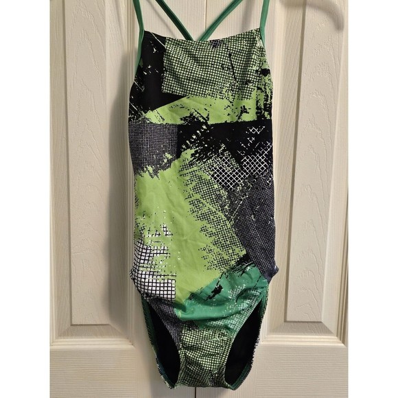Speedo Endurance+ Womens Size 30 (4) Green Black One Piece Bathing Swimsuit - Picture 13 of 13